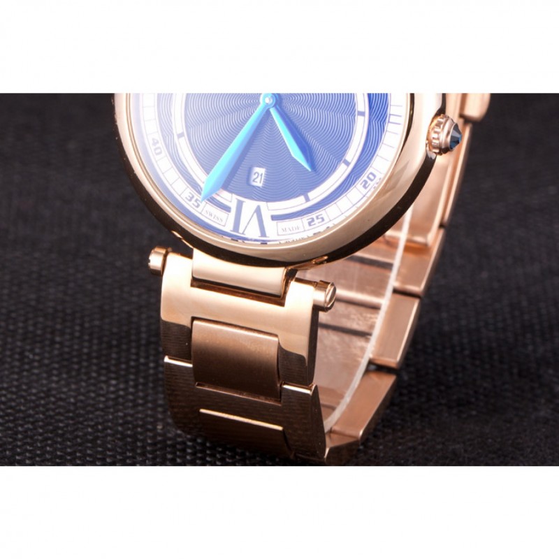 AAA Replica Watches Cartier Ballon Bleu Rose Gold Stainelss Steel Strap Black Dial 621454-6
