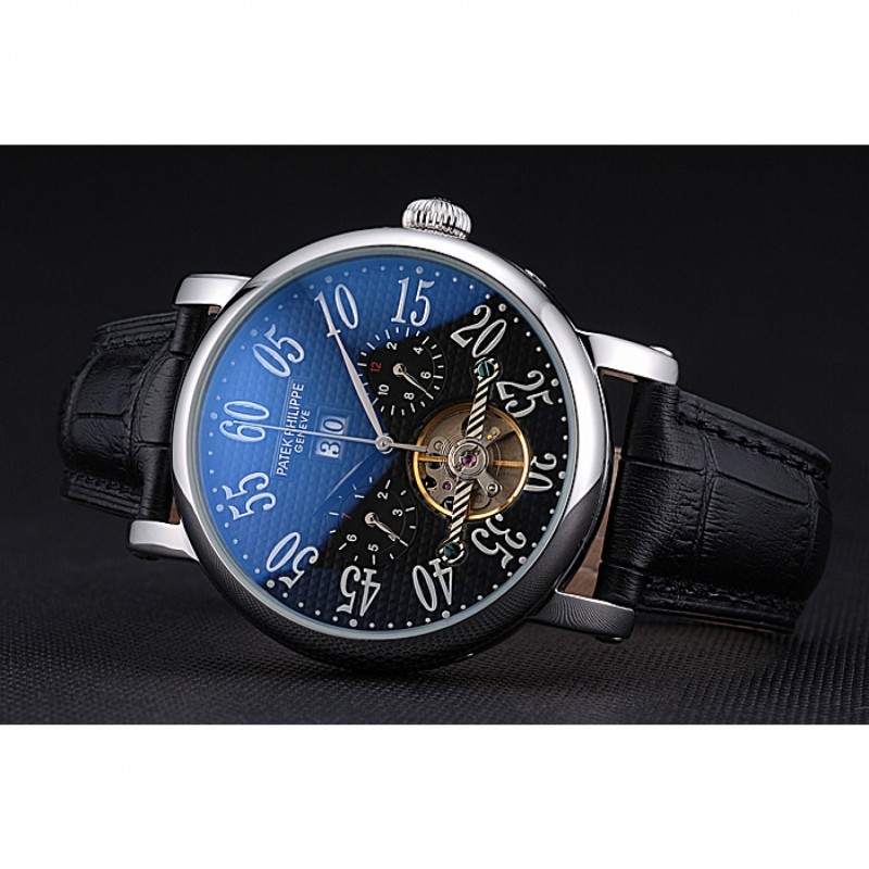 Patek Philippe Grand Complications Stainless Steel Case Black Dial Roman Numerals Black Leather Bracelet 622256-4