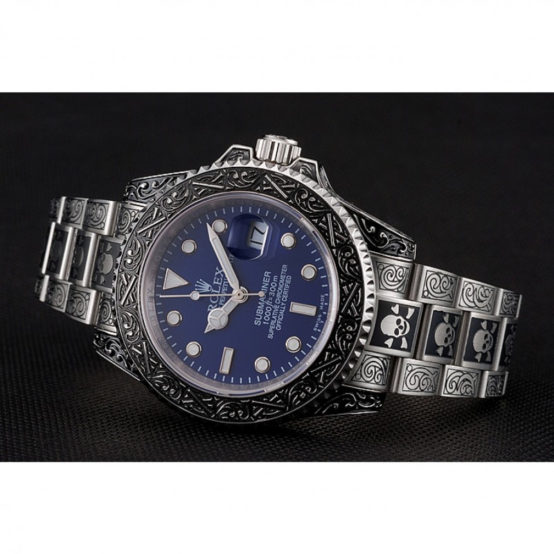 SS Swiss Rolex Submariner Skull Limited Edition Blue Dial Vintage Case And Bracelet 1454091-4