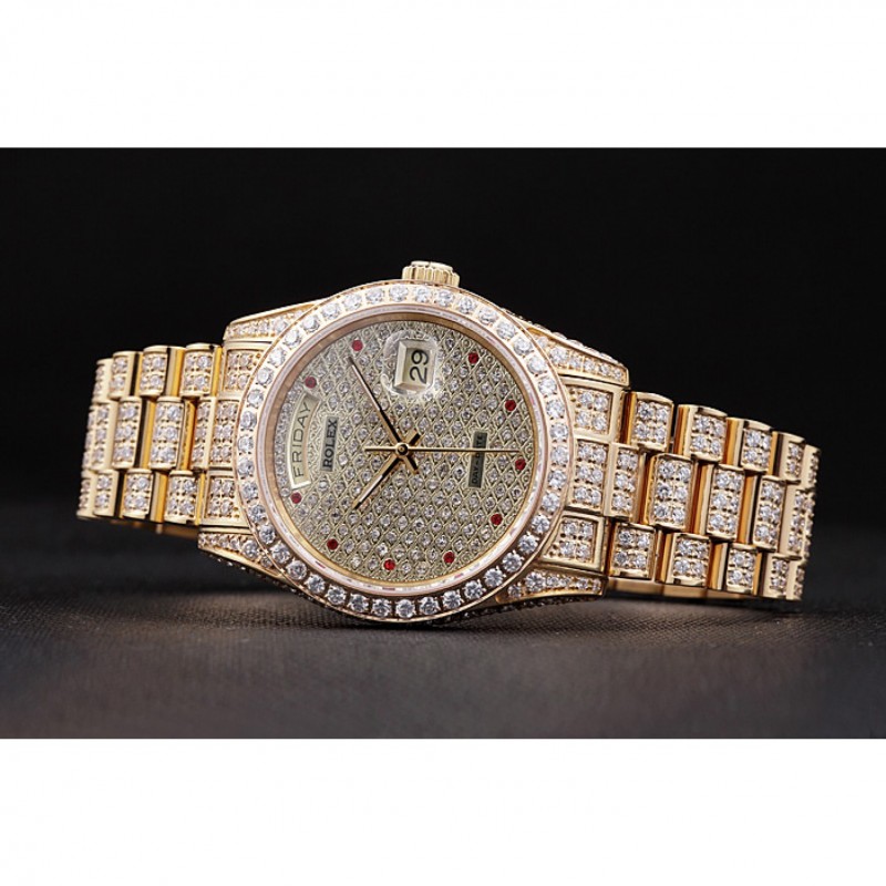 High Quality Swiss Rolex Day-Date Diamonds Yellow Gold-srl185 621615-4