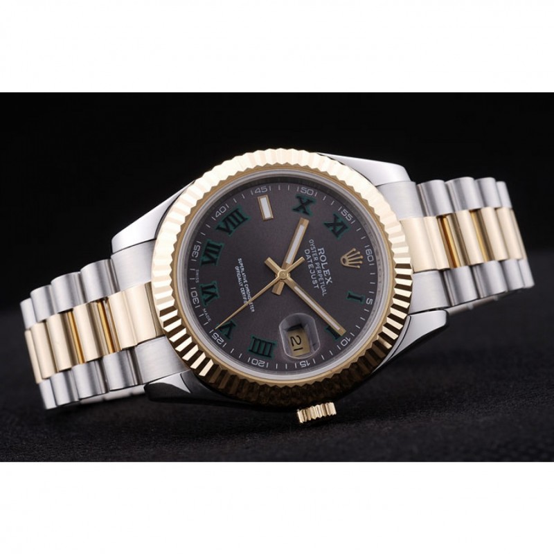 Best Replica Watches Rolex Datejust Grey Dial Gold Ribbed Bezel 7479-3