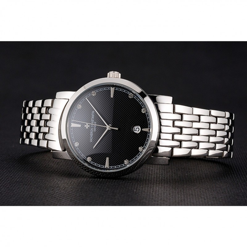 Vacheron Constantin Fine Black Dial Stainless Steel Case And Bracelet-4
