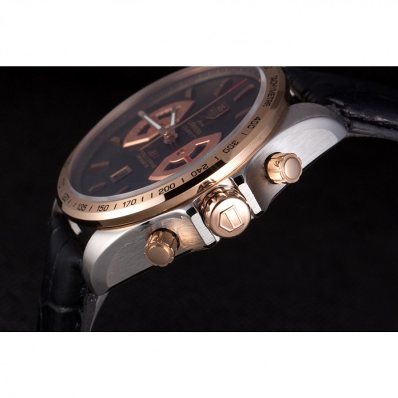 Tag Heuer Carrera Stainless Steel Case Black Dial Black Leather Strap-5