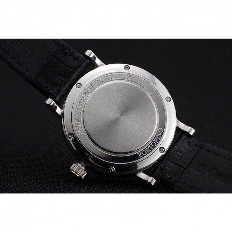 IWC Portofino Dark Gray Dial Stainless Steel Case Black Leather Strap-6