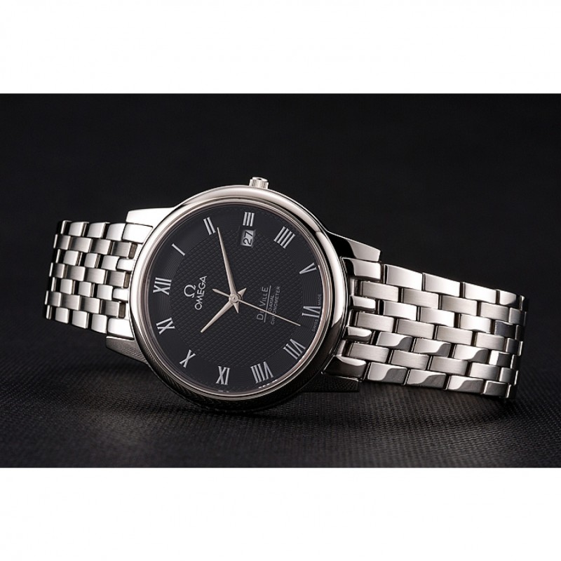 Best Replica Watches Omega DeVille Stainless Steel Bracelet Black Dial 621685-4