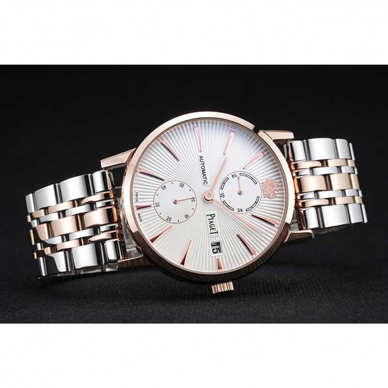 Piaget Altiplano White Dial Rose Gold Case Two Tone Stainless Steel Bracelet 1454231-4