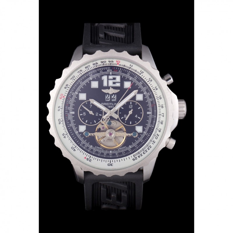Cheap Replica Watches Breitling Navitimer Rubber Strap Black Dial-2