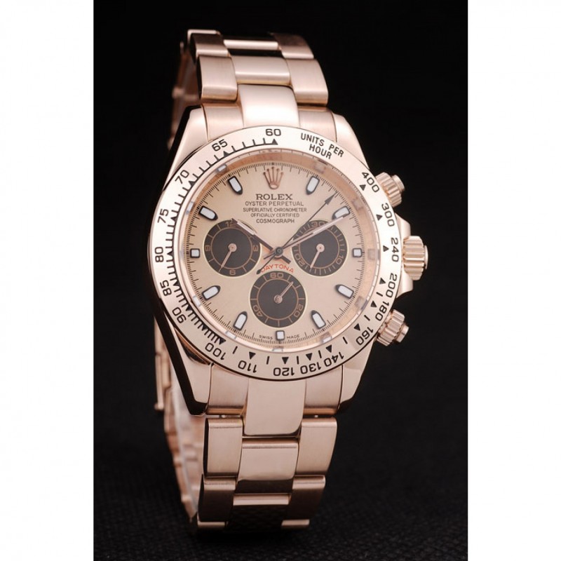 Rolex Daytona Rose Gold Plated Stainless Steel Bezel Rose Gold Dial-1
