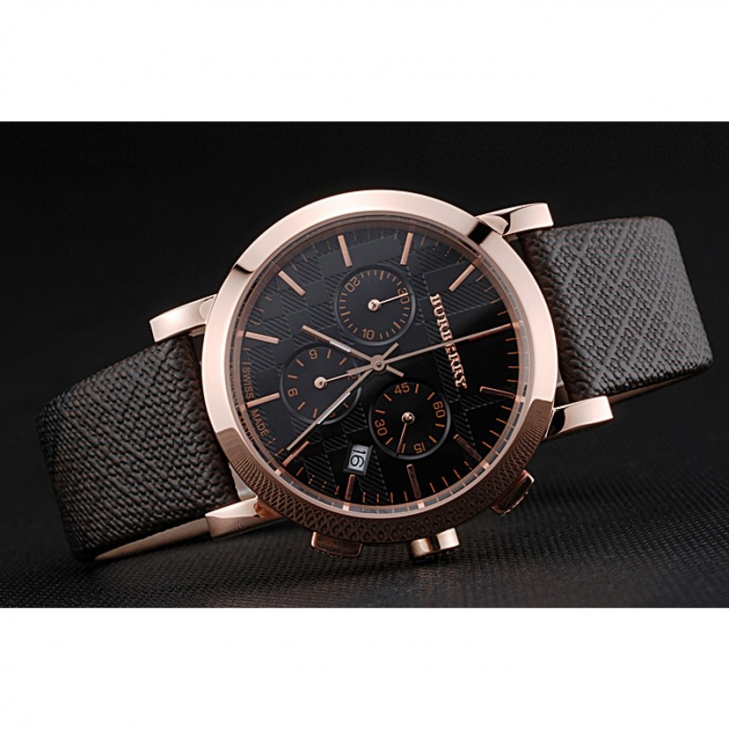 Burberry The City Classic Chronograph Black Dial Smoked Trench Bracelet 622573-3