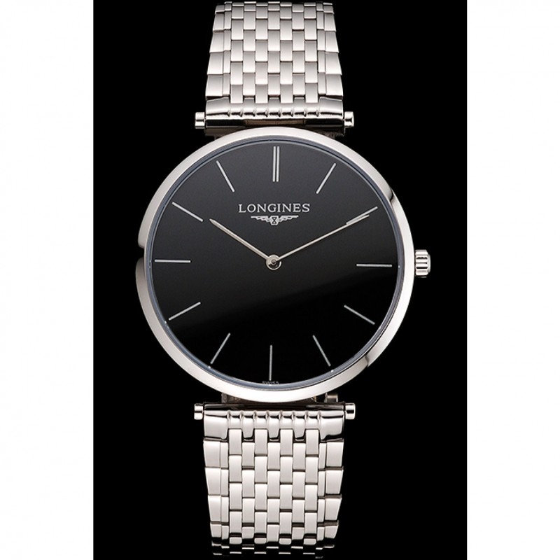 Swiss Longines Grande Classique Black Dial Stainless Steel Case And Bracelet-1