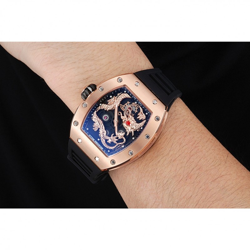 Richard Mille RM 057 Tourbillon Dragon Jackie Chan Gold Case Black Rubber Bracelet 1454200-8