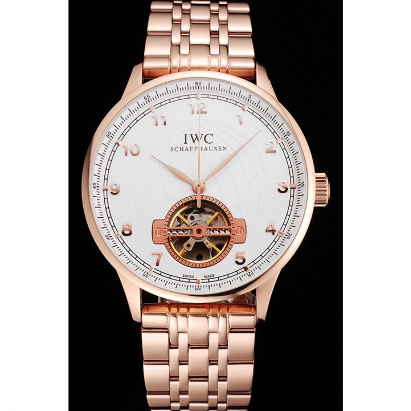 IWC Portugieser Tourbillon White Dial Rose Gold Numerals Rose Gold Case And Bracelet-1