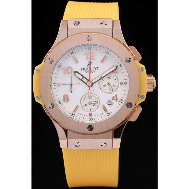 Hublot Big Bang Yellow Strap White Dial Watch 98068-1