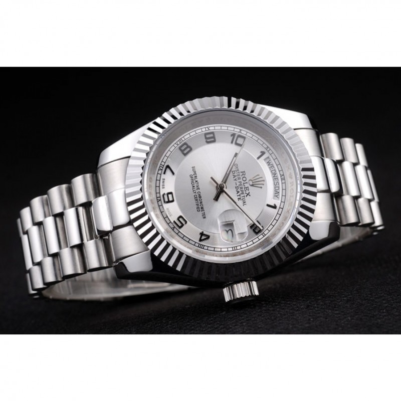Rolex Day-Date Polished Stainless Steel White Dial-3