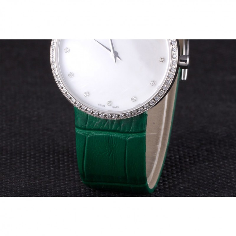 Best Replica Watches La D de Dior Green Leather Strap with White Dial 621507-6