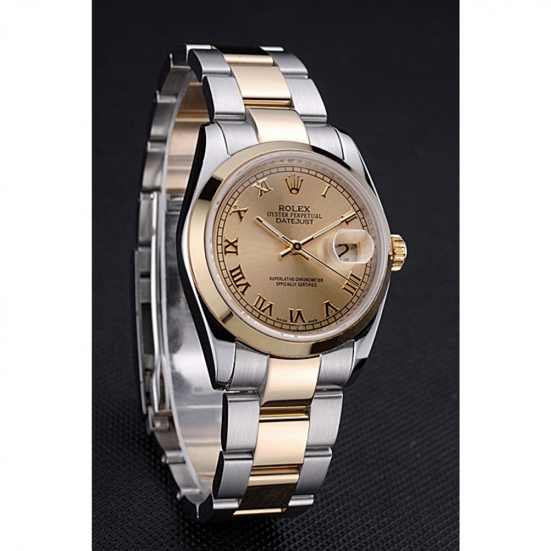 SS Replica Watches Rolex Datejust Stainless Steel And Gold Case Gold Dial 622265-2