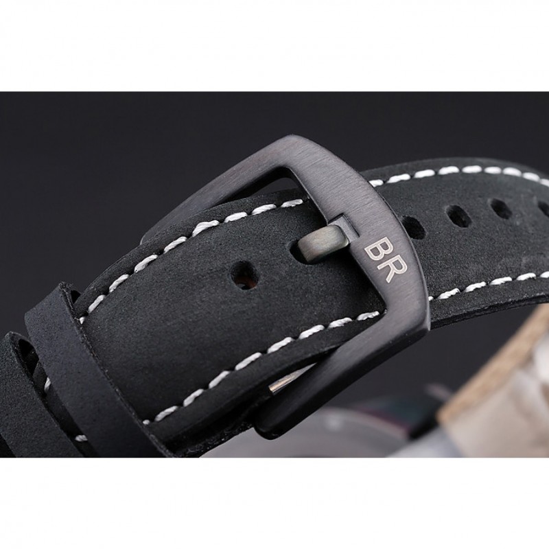 Bell and Ross BR126 Flyback Black Dial Black Case Black Suede Leather Strap-8