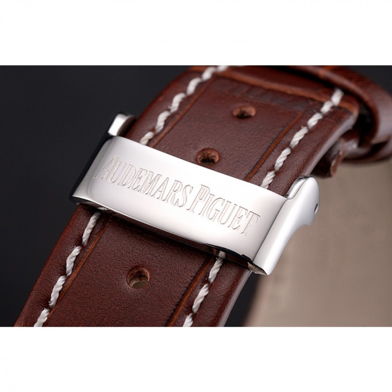 Audemars Piguet Royal Oak Fondation Gray Dial Stainless Steel Case Brown Leather Strap-5