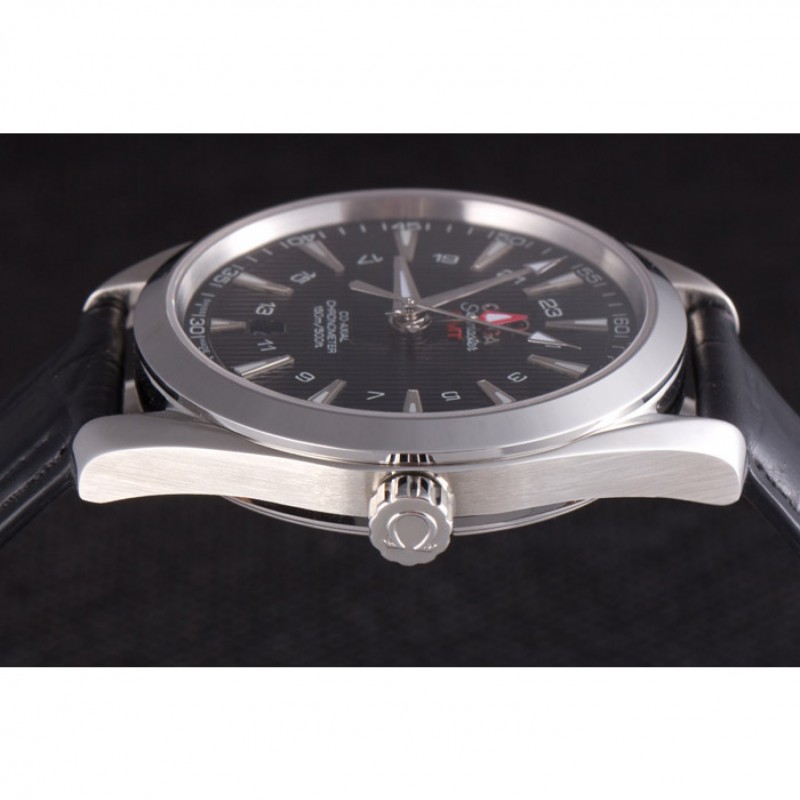 Omega Seamaster Black Dial with Black Leather Band 621574-5
