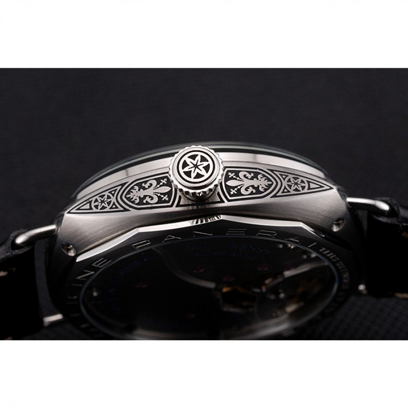 High End Swiss Panerai Radiomir 3 Days Acciaio"Firenze" Black Dial Stainless Steel Case Black Leather Strap-7