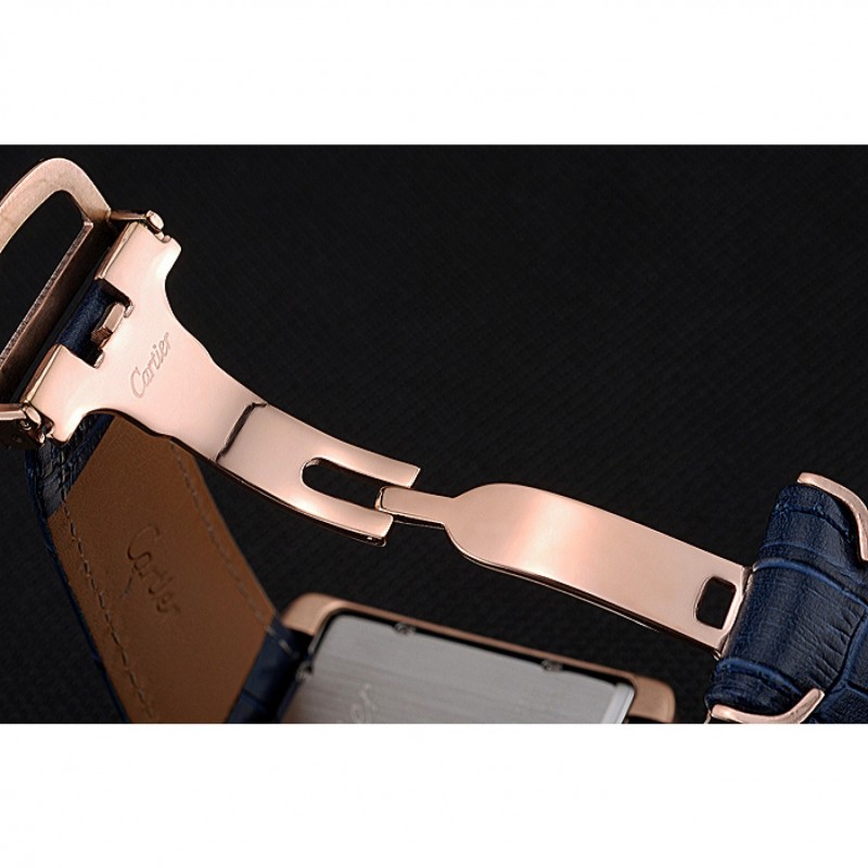 Cartier Tank MC White Dial Gold Case Blue Leather Strap 622577-8