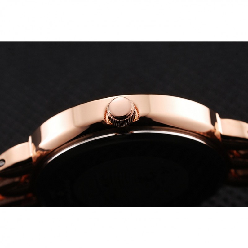 Cheap Omega De Ville Prestige No Date Black Dial With Diamonds Rose Gold Case And Bracelet-8