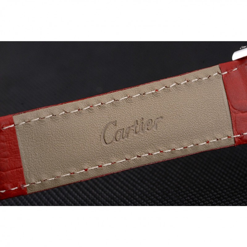 AAA Cartier Tortue Perpetual Calendar White Dial Stainless Steel Case Red Leather Strap-7
