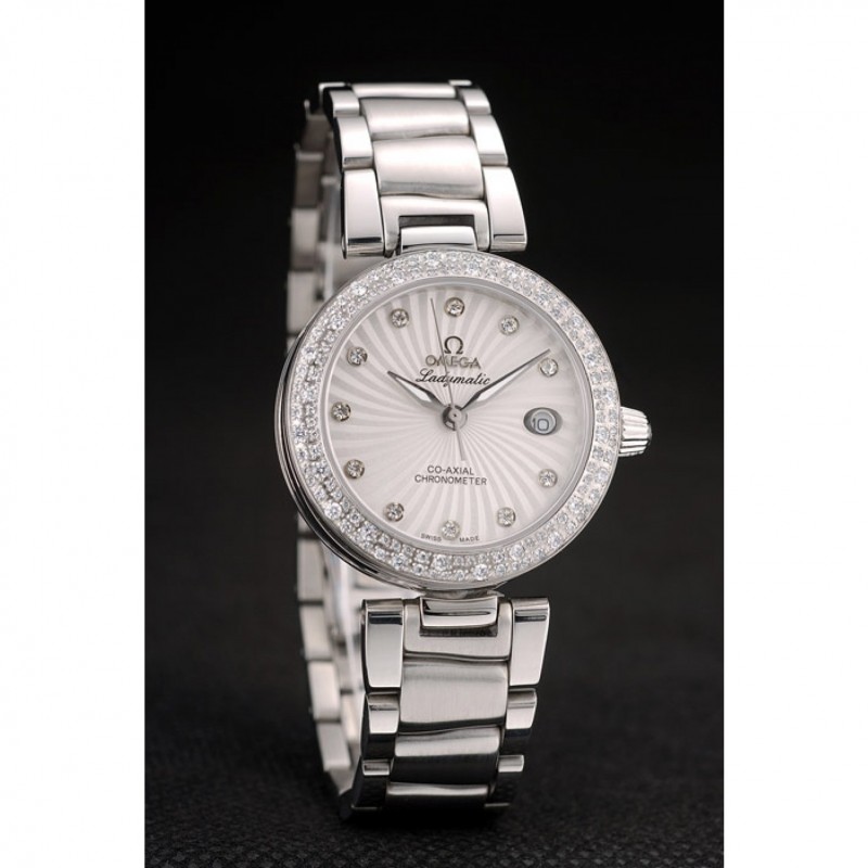 Omega DeVille Ladymatic iamond Plated Bezel White Dial-2