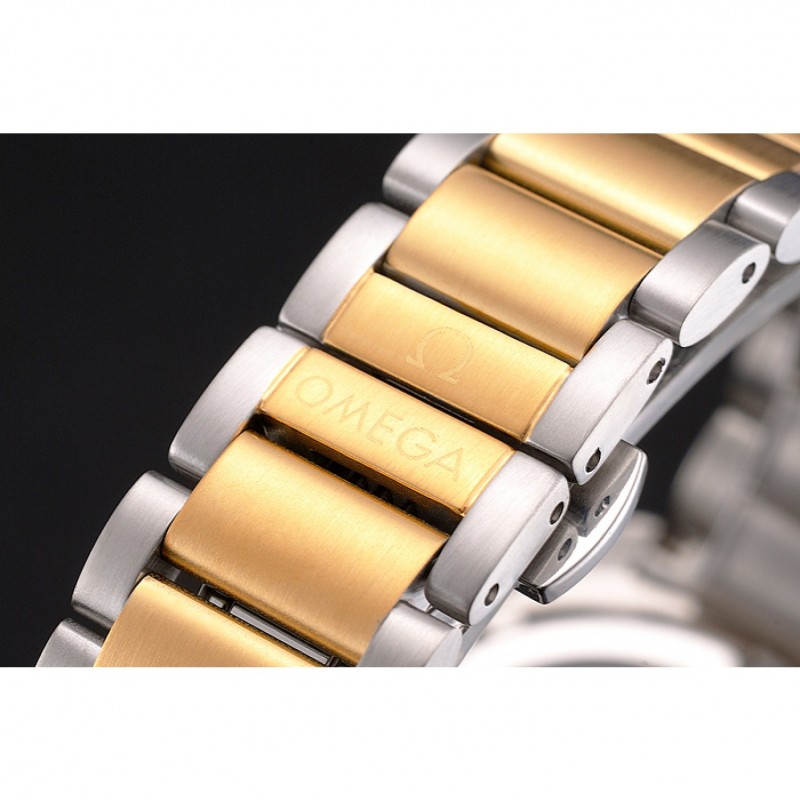 Omega Globemaster Black Dial Stainless Steel Case Gold Bezel Two Tone Bracelet-5
