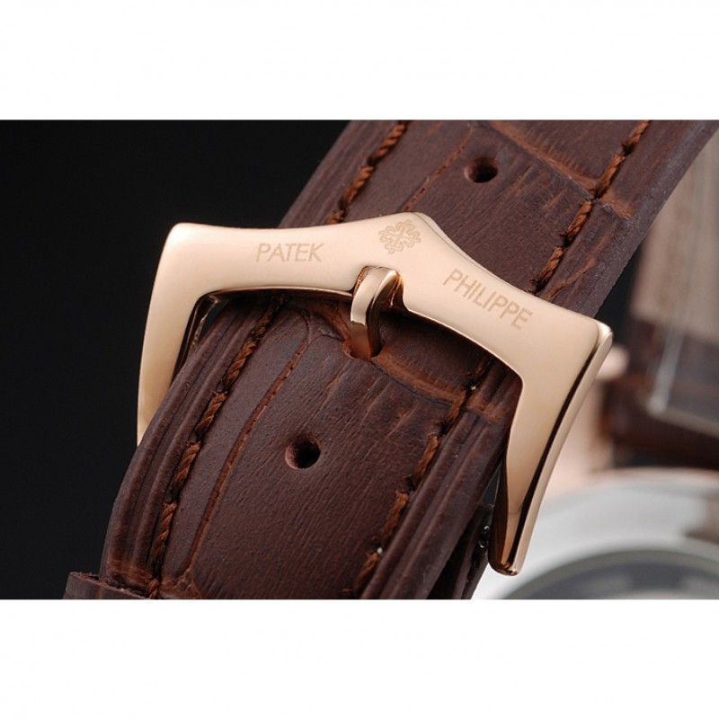 Patek Philippe Grand Complications Gold Case White Dial Brown Leather Bracelet 622259-6