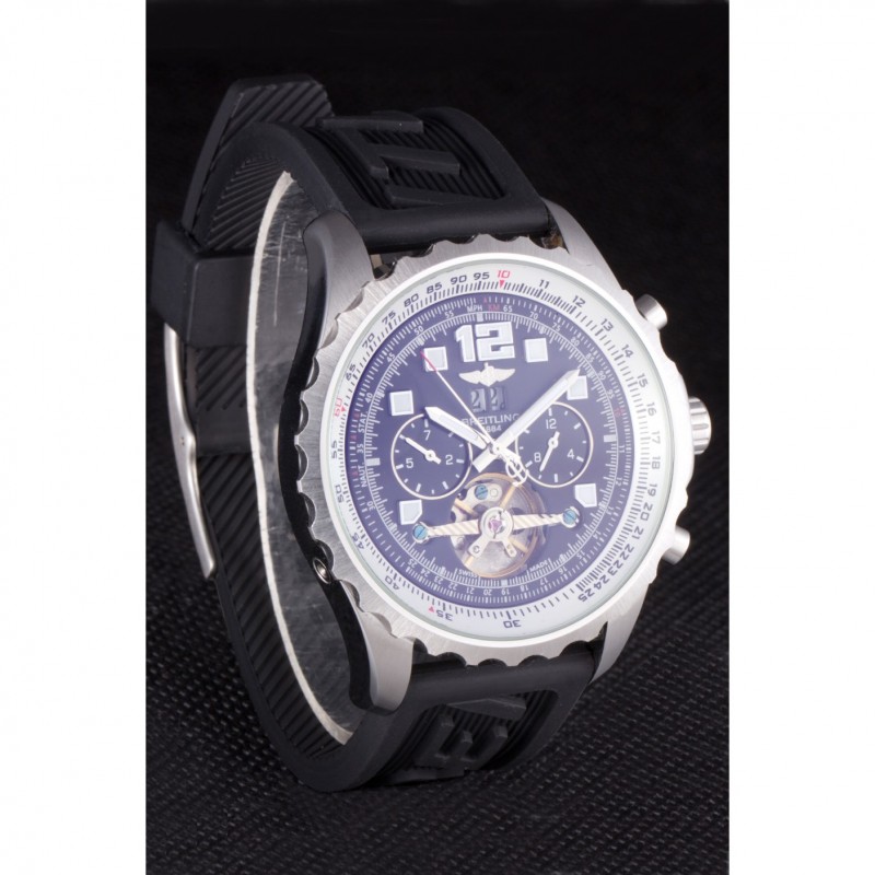Cheap Replica Watches Breitling Navitimer Rubber Strap Black Dial-3