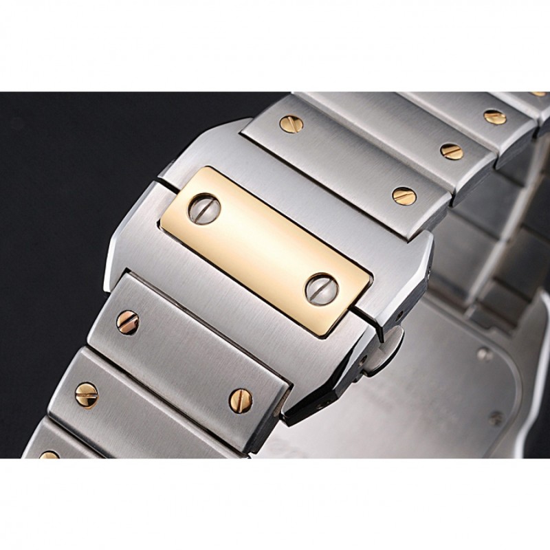 Swiss Cartier Santos De Cartier Galbee Yellow Gold and Steel Case Steel Bracelet 622643-5