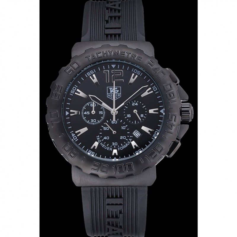 High End Tag Heuer Formula 1 Chronograph Black Dial Black Bezel White Numerals 622409-1