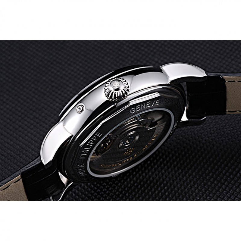 Cheap Patek Philippe Geneve Grand Complications Black Face Tourbillon Stainless Steel Black Band 622155-4