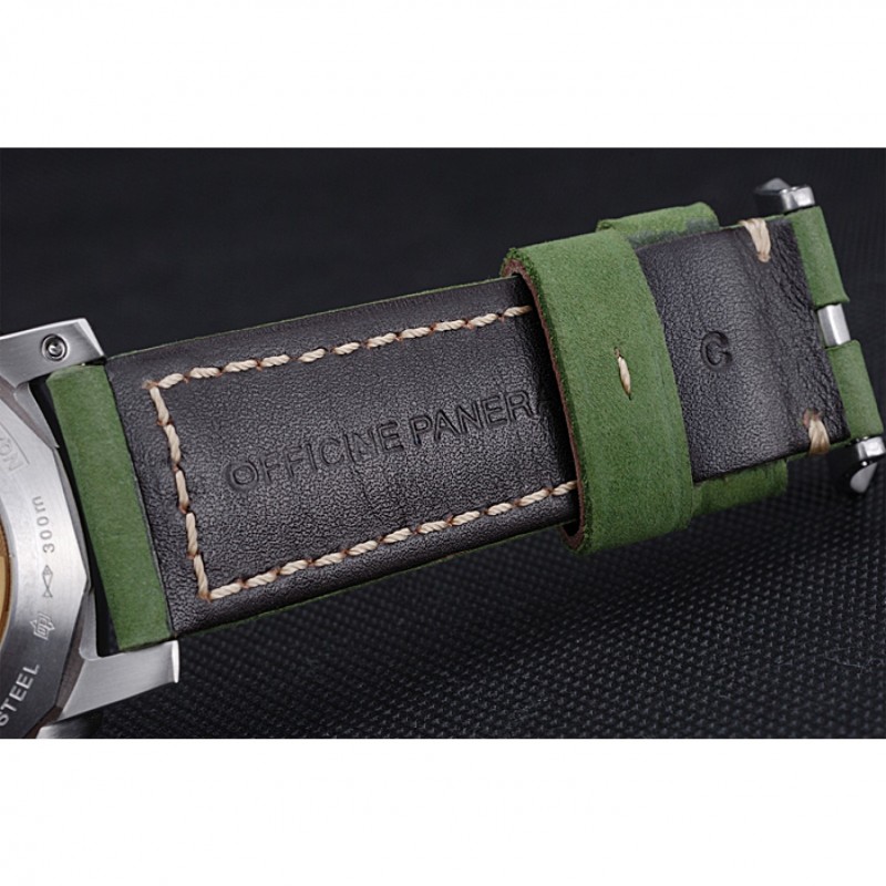 Panerai Luminor GMT Stainless Steel Bezel Green Leather Bracelet 622318-7