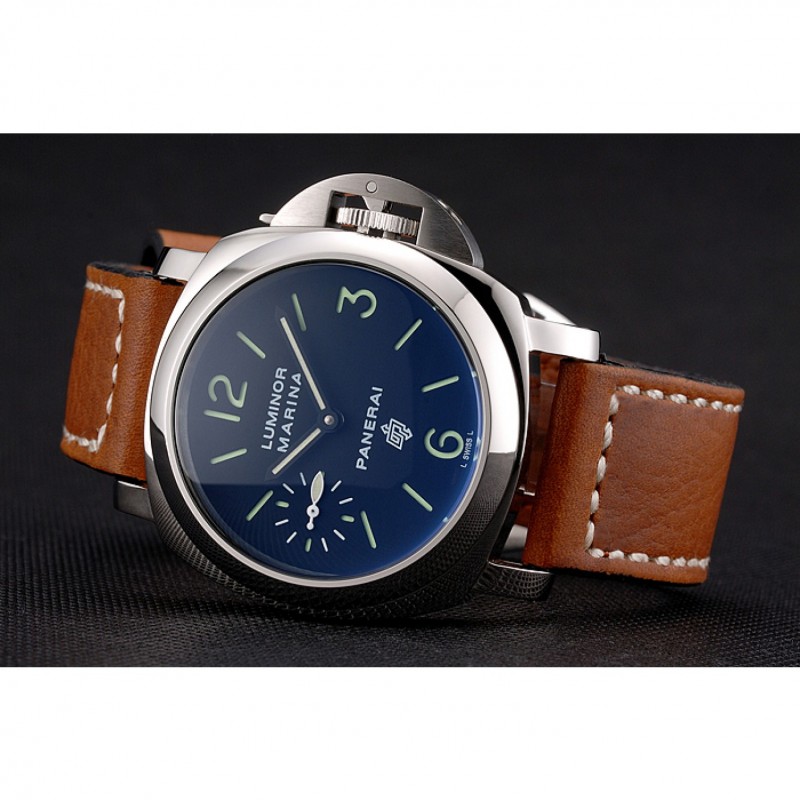 Panerai Luminor Marina Stainless Steel Bezel Brown Leather Bracelet 622313-4