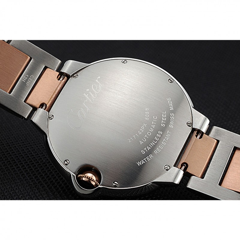 Swiss Ballon Blue De Cartier Steel Case White Dial Roman Numerals Two Tone Bracelet 622646-7