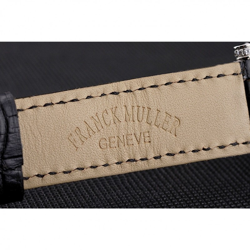 Franck Muller Double Mistery Ronde Black Dial Stainless Steel Case Black Leather Strap-6