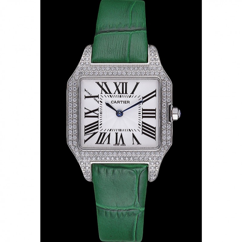 Cartier Santos 100 Diamond Silver Bezel 621914-1