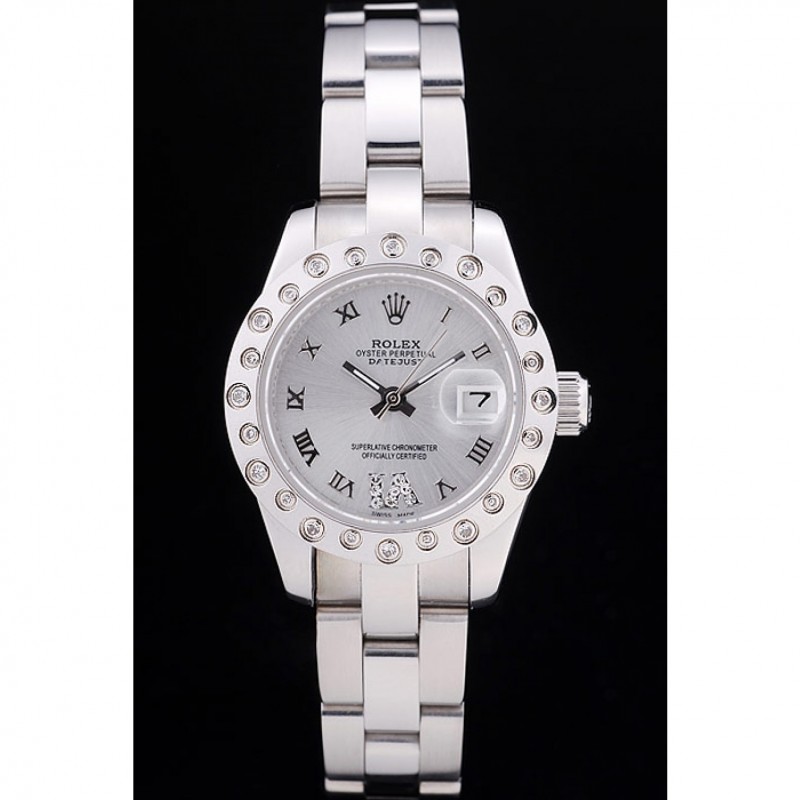 Rolex Datejust Polished Silver Diamonds Bezel Silver Dial 7474-1