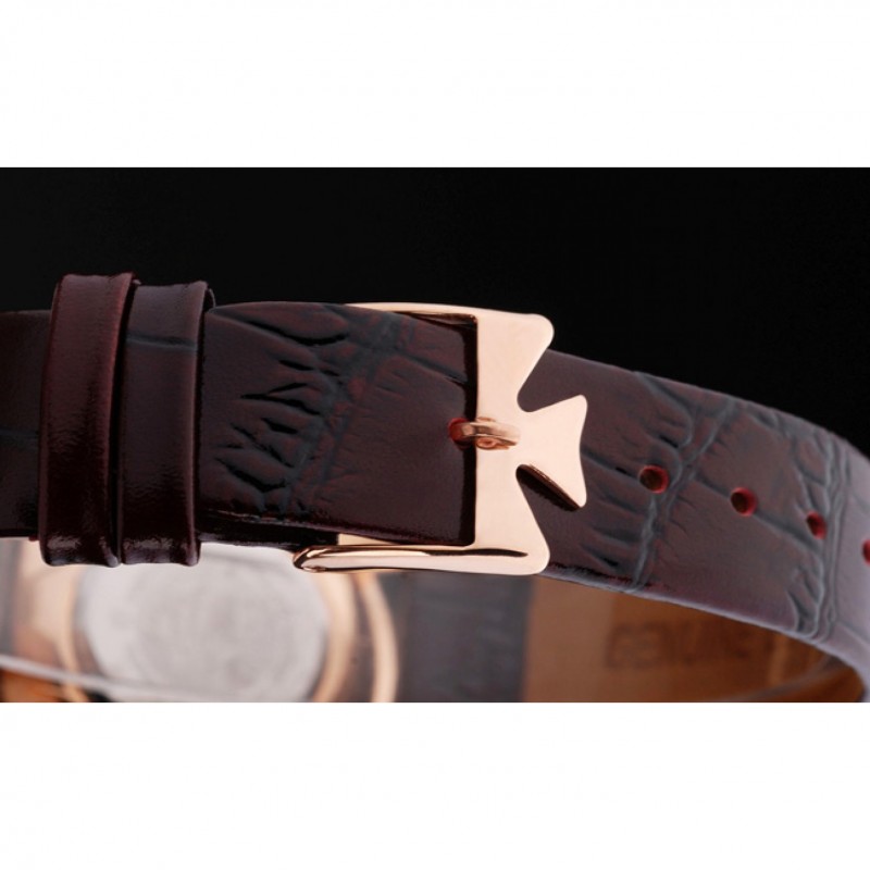 Vacheron Constantin Silver Dial Rose Gold Case Rich Maroon Bracelet-4
