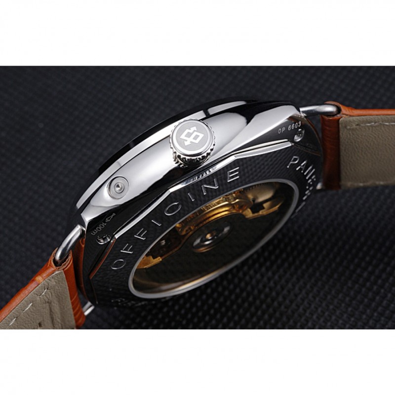 Panerai Radiomir Stainless Steel Bezel Cognac Leather Bracelet 622327-8