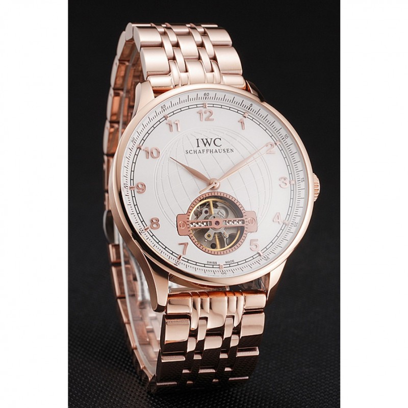 IWC Portugieser Tourbillon White Dial Rose Gold Numerals Rose Gold Case And Bracelet-2