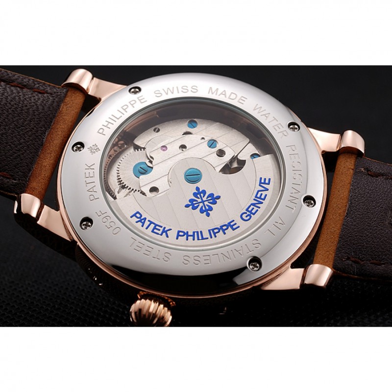 Patek Philippe Grand Complications Day Date Tourbillon White Dial Rose Gold Case Brown Suede Leather Strap 1453813-7