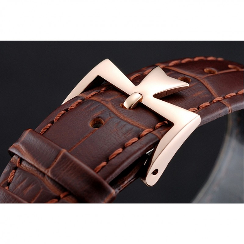 Vacheron Constantin Traditionnelle Tourbillon White Dial Blue Hourmarks Gold Case Brown Leather Bracelet 1454059-5