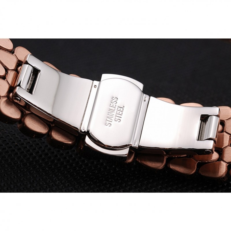 High Quality Omega De Ville Prestige Black Dial With Diamonds Rose Gold Case And Bracelet-6