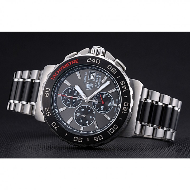 Tag Heuer Formula 1 Calibre 16 Chronograph Black Dial Two Tone Stainless Steel Band 622413-3