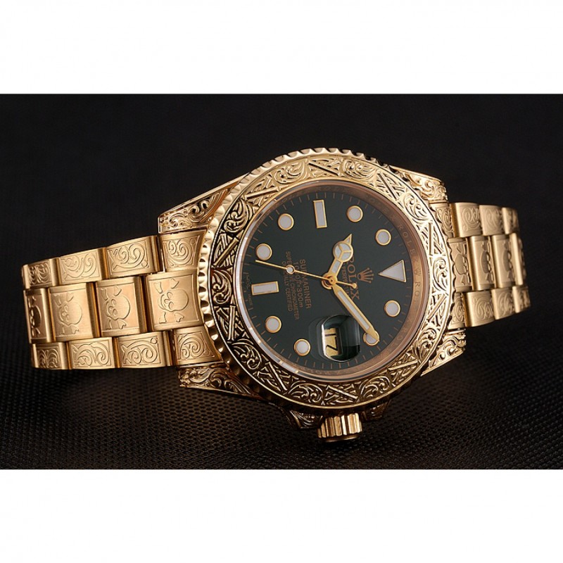 Luxury Replica Watches Swiss Rolex Submariner Skull Limited Edition Green Dial Gold Case And Bracelet 1454088-4