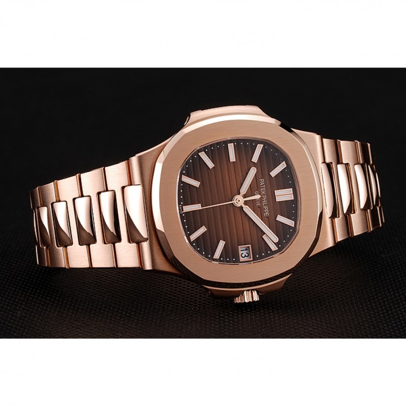 Swiss Patek Philippe Nautilus Dark Brown Dial Stainless Steel Bracelet 1453949-2