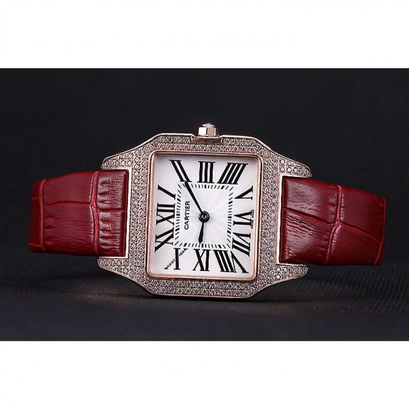 Cartier Santos 100 Diamond Rose Gold Bezel 621917-4
